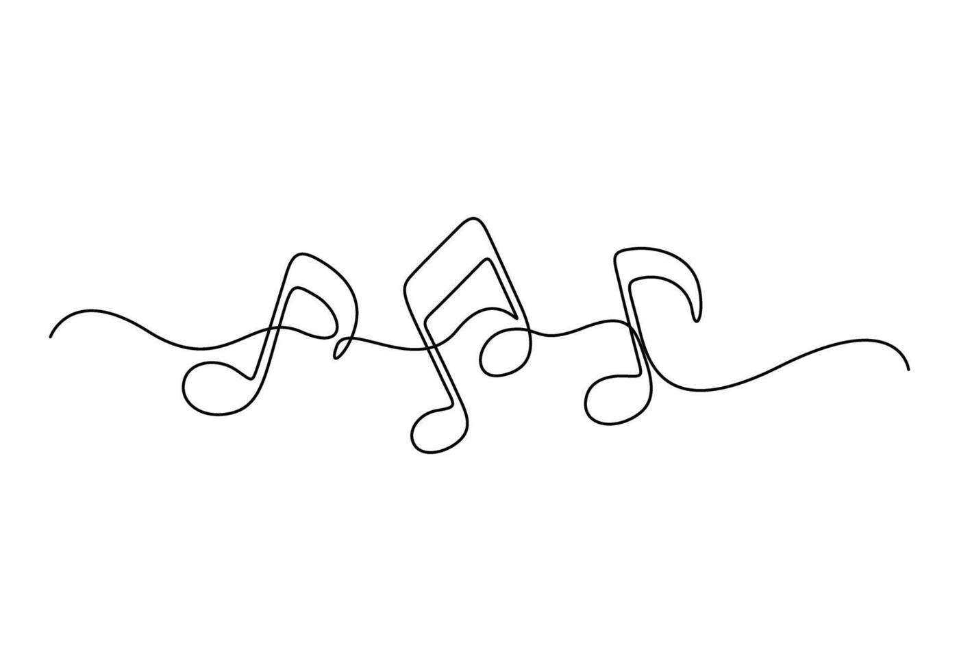Treble clef and music notes continuous one line drawing graphic illustration vector