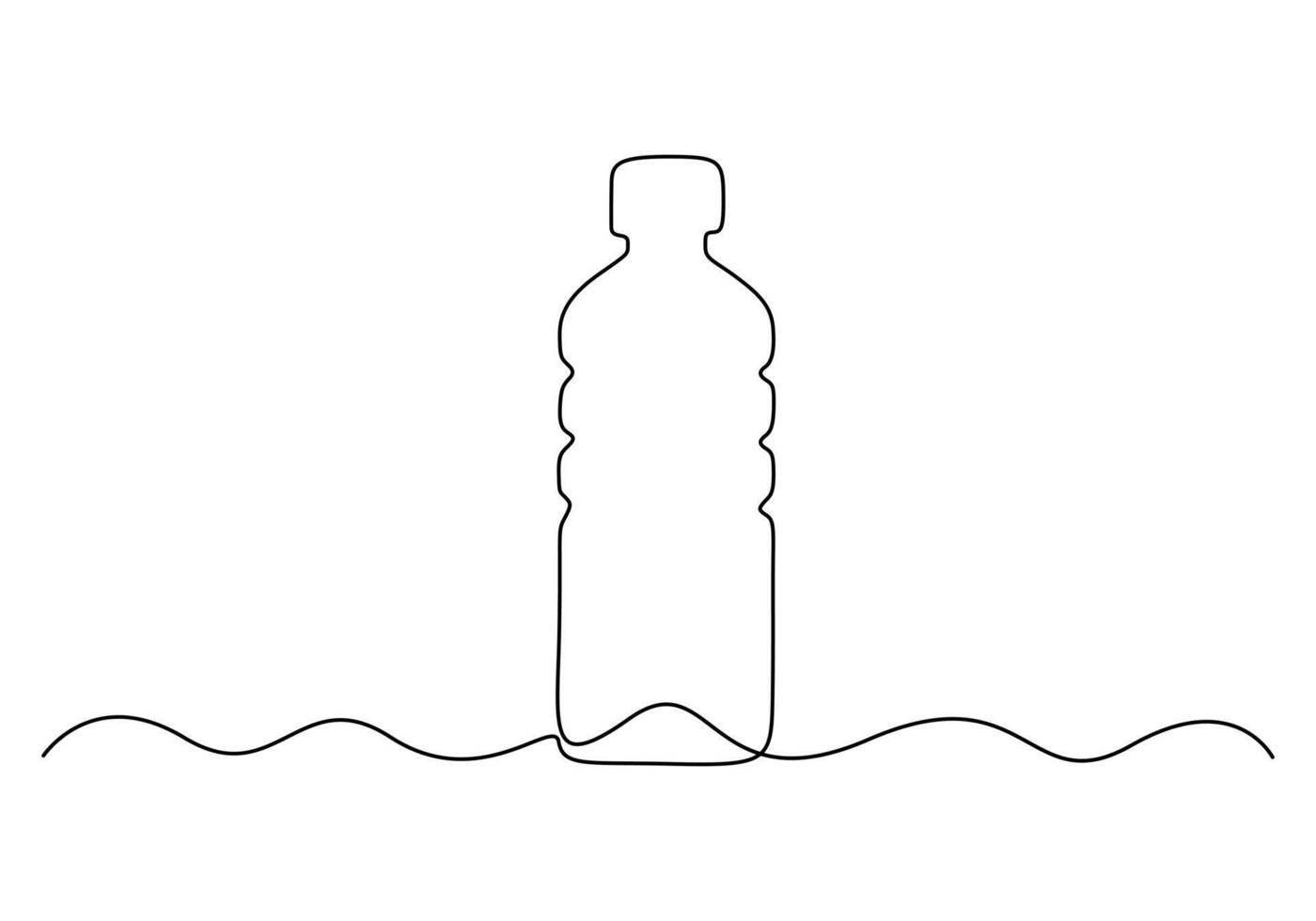 Continuous one line drawing of plastic water bottle. Graphic illustration vector