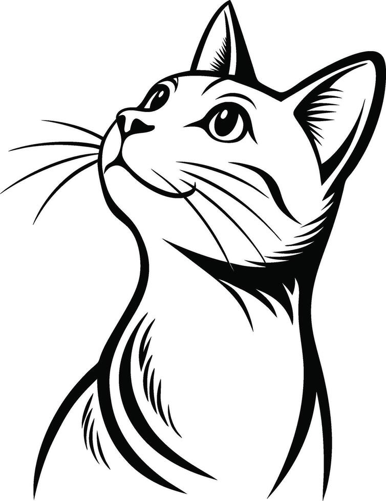 Silhouette of a Cat Pondering Above vector