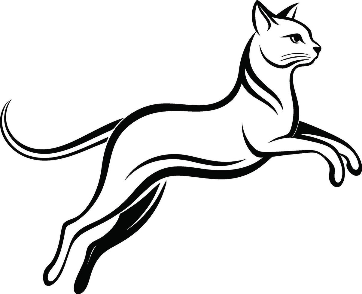 Smooth Motion of a Jumping Cat in Line Art vector
