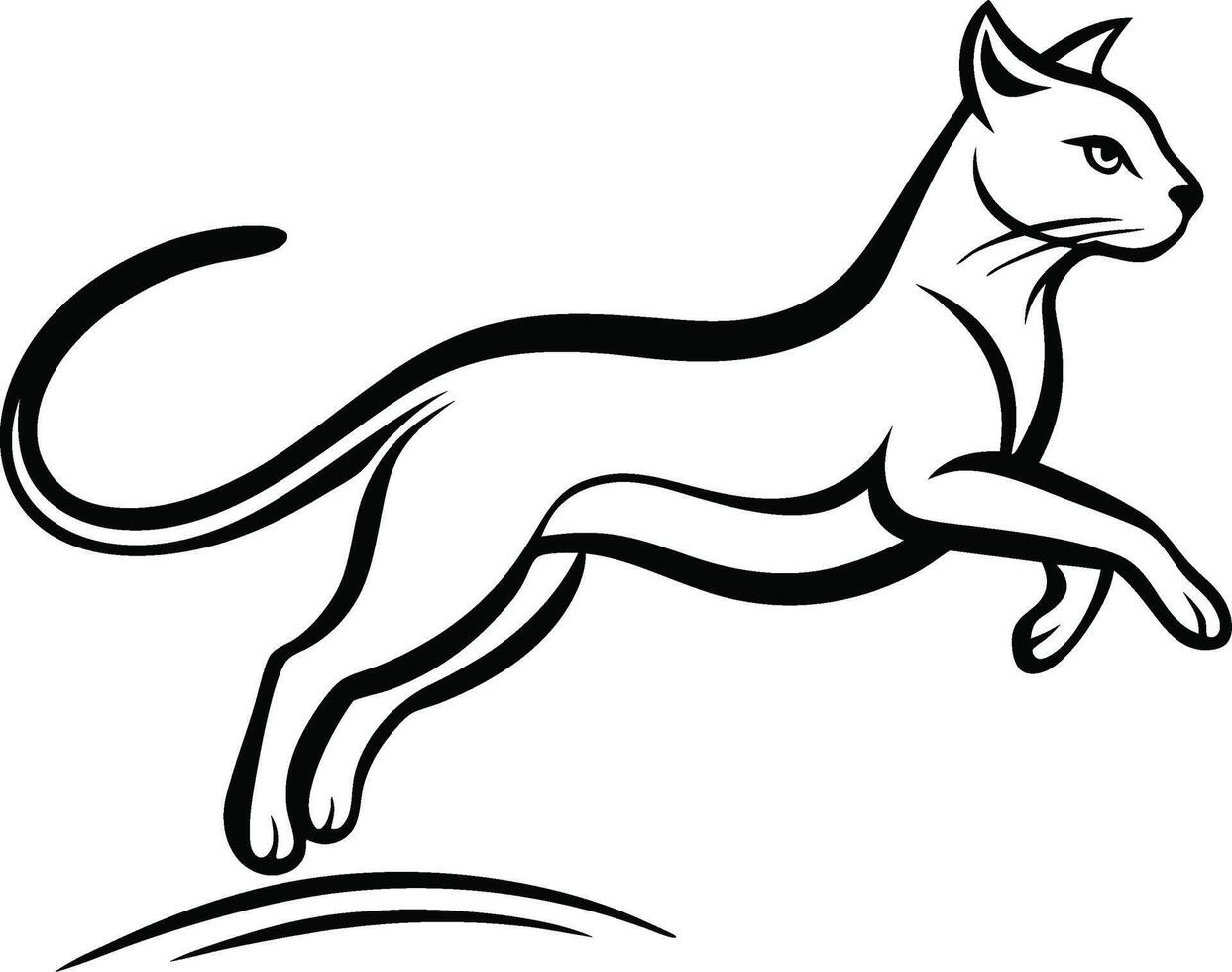 Artistic Leap of a Cat in Minimalist Lines vector