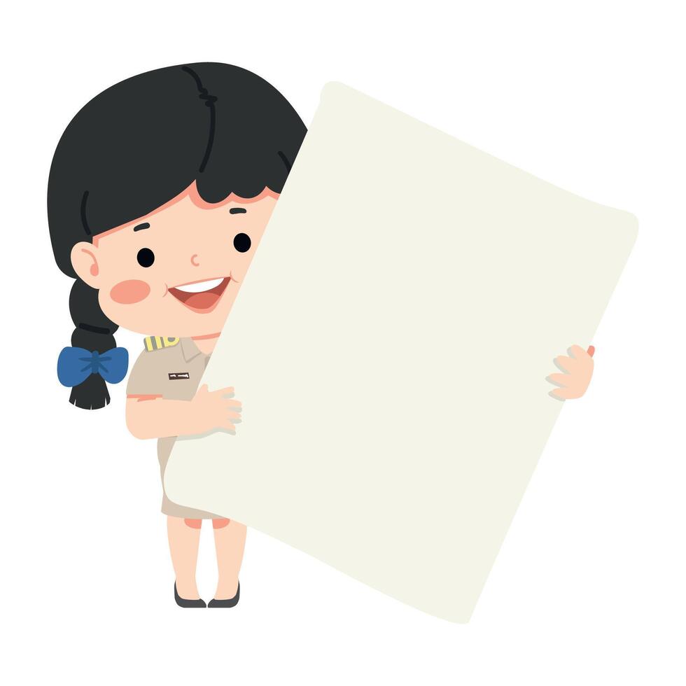 The teacher holds a sign vector