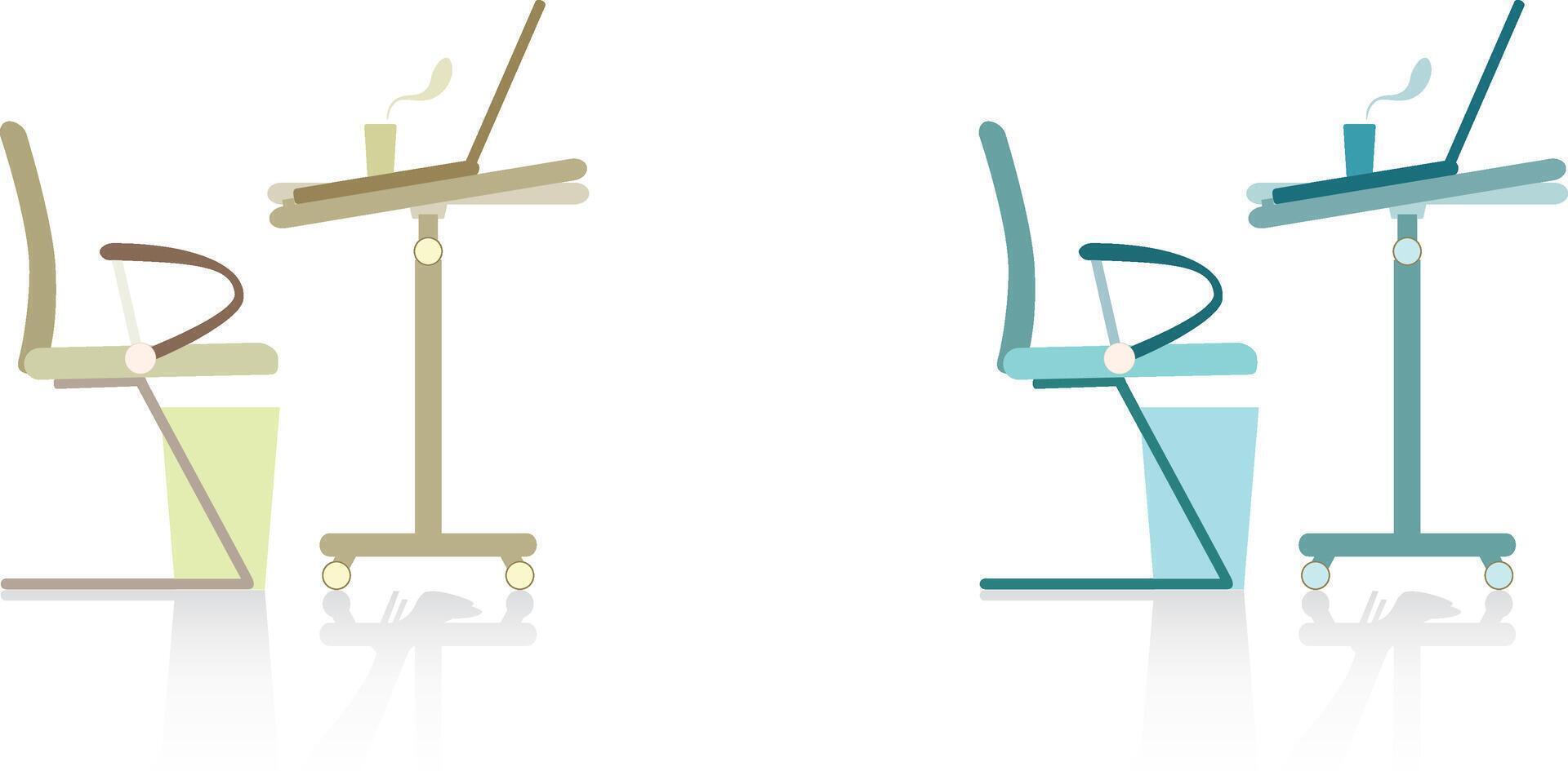 a chair with a laptop on it and a chair with a laptop on it vector