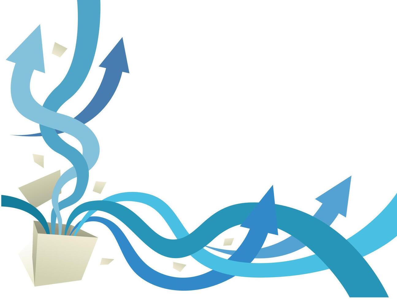 a blue arrow is flying out of a box with arrows vector
