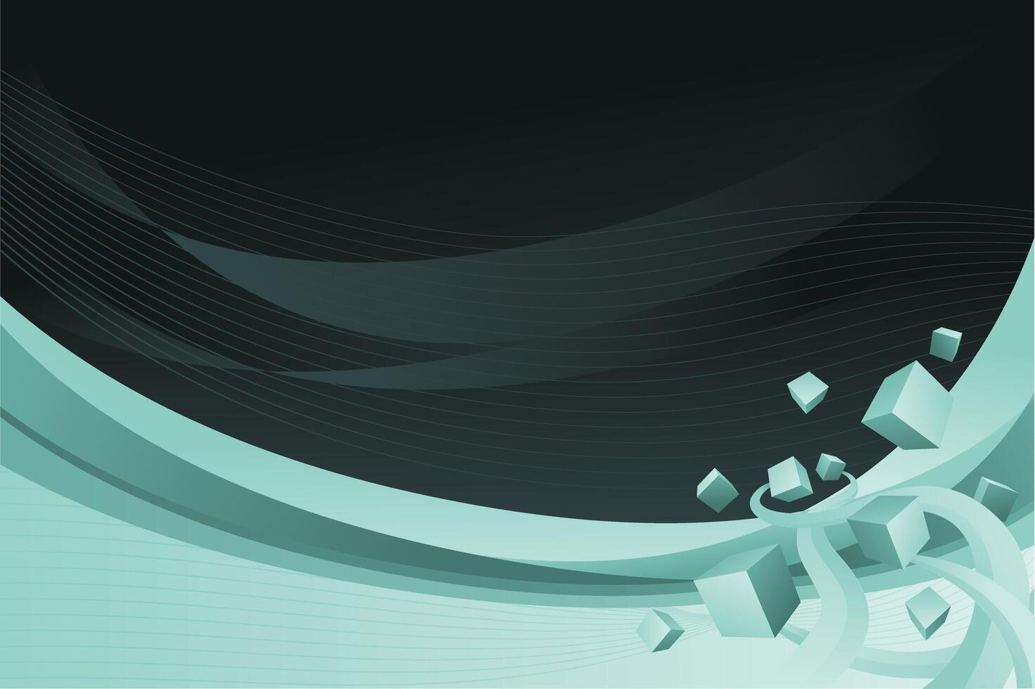 abstract background with cubes and waves vector