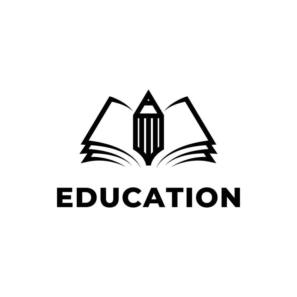 education logo design creative concept idea with book and pencil icon vector