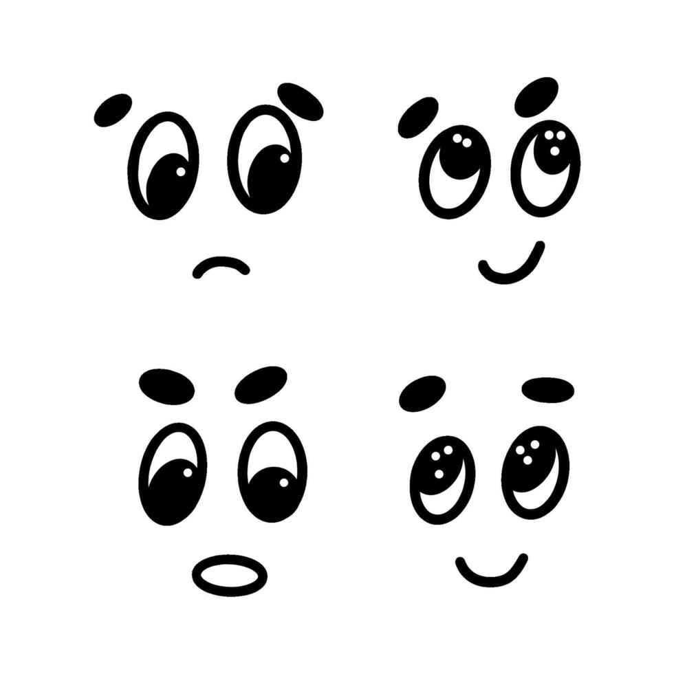 hand-drawn illustrations of various cute cartoon faces with different emotions. vector