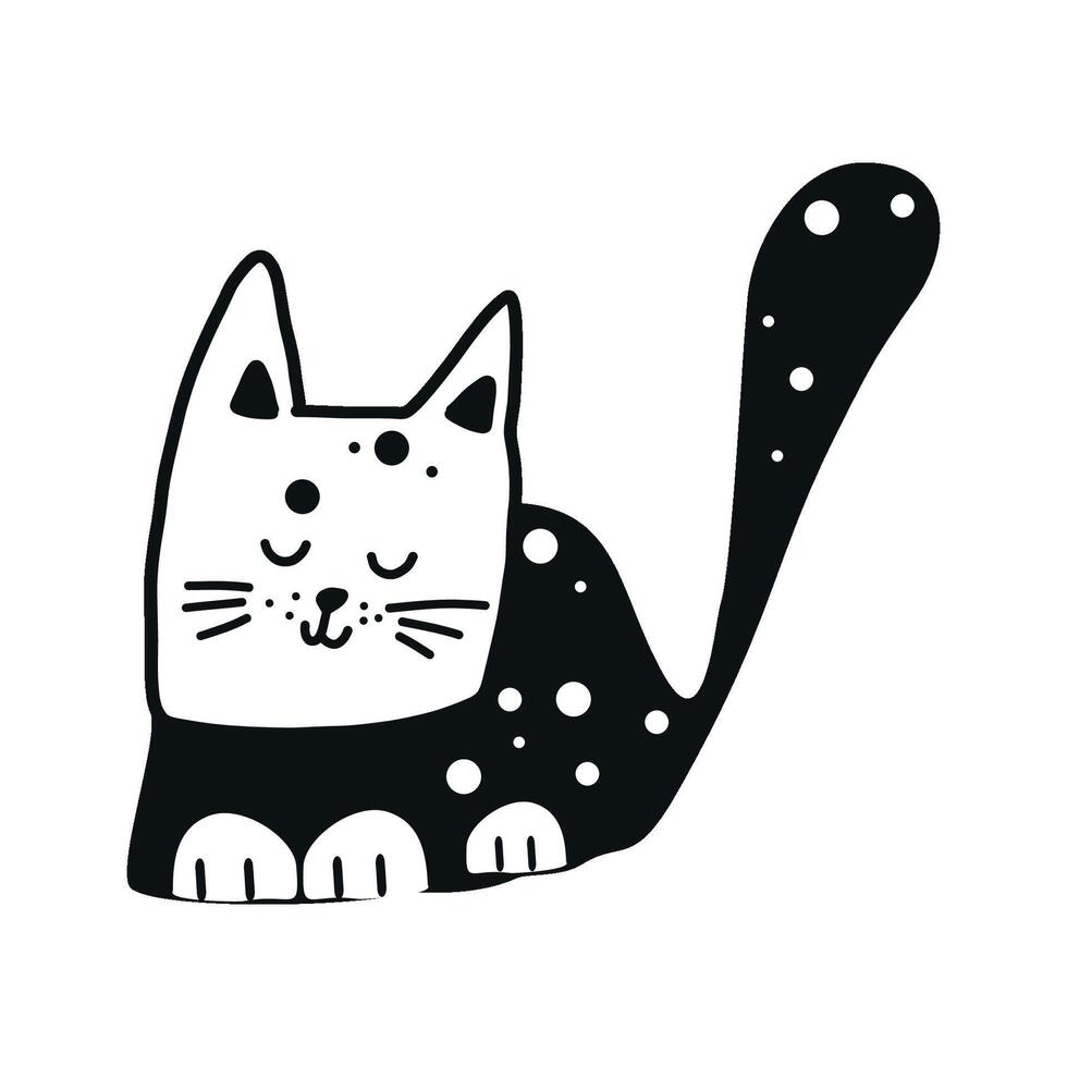 Cute black cat astronaut on a transparent background. vector