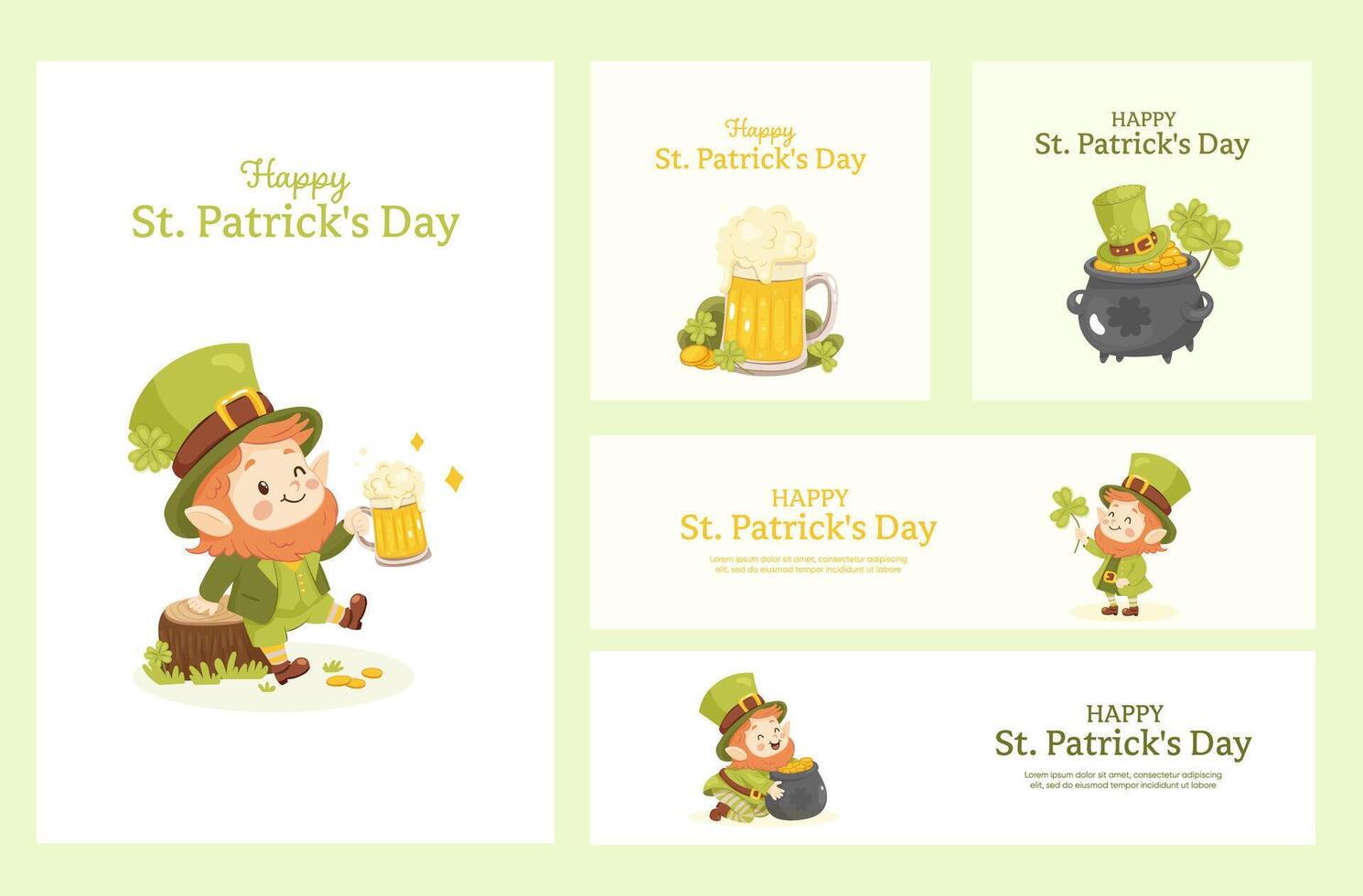 fSt. patricks day. Set of banners, Posters postcards, different formats and sizes. vector