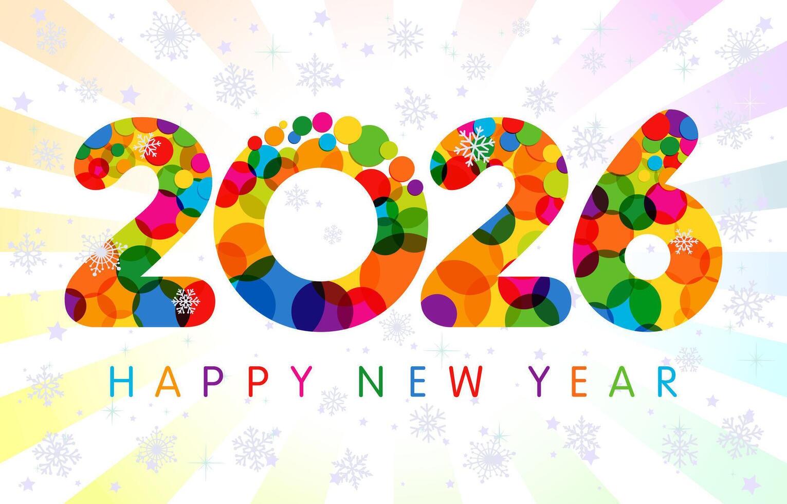 Happy New Year 2026 greeting card design. Cute festive background vector