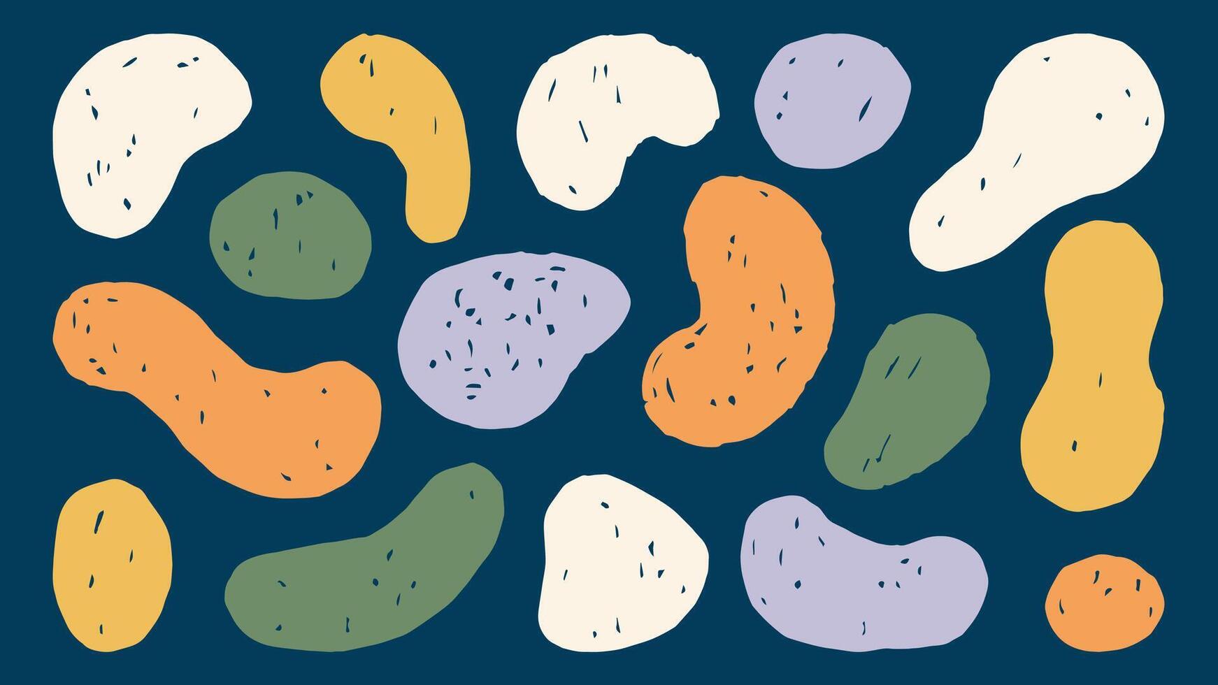 Crayon Abstract Organic Shapes Set vector