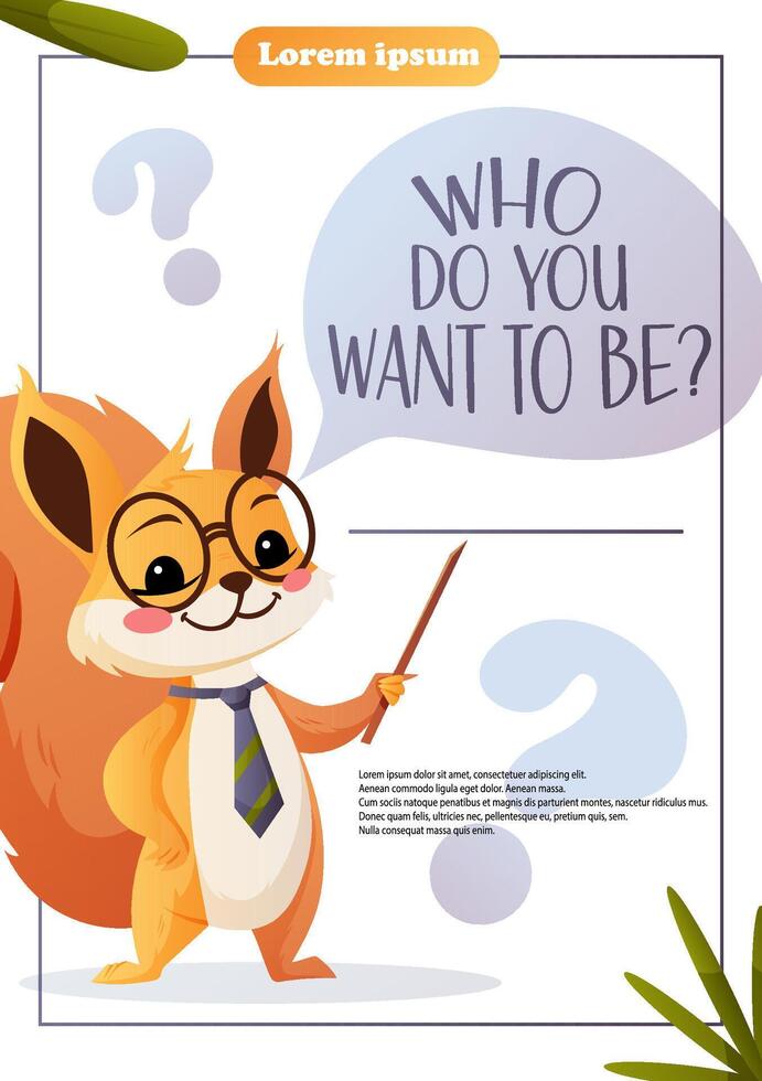 flyer with a squirrel teacher vector