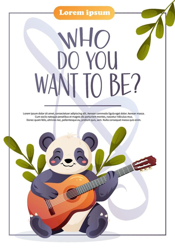 flyer with a panda musician vector