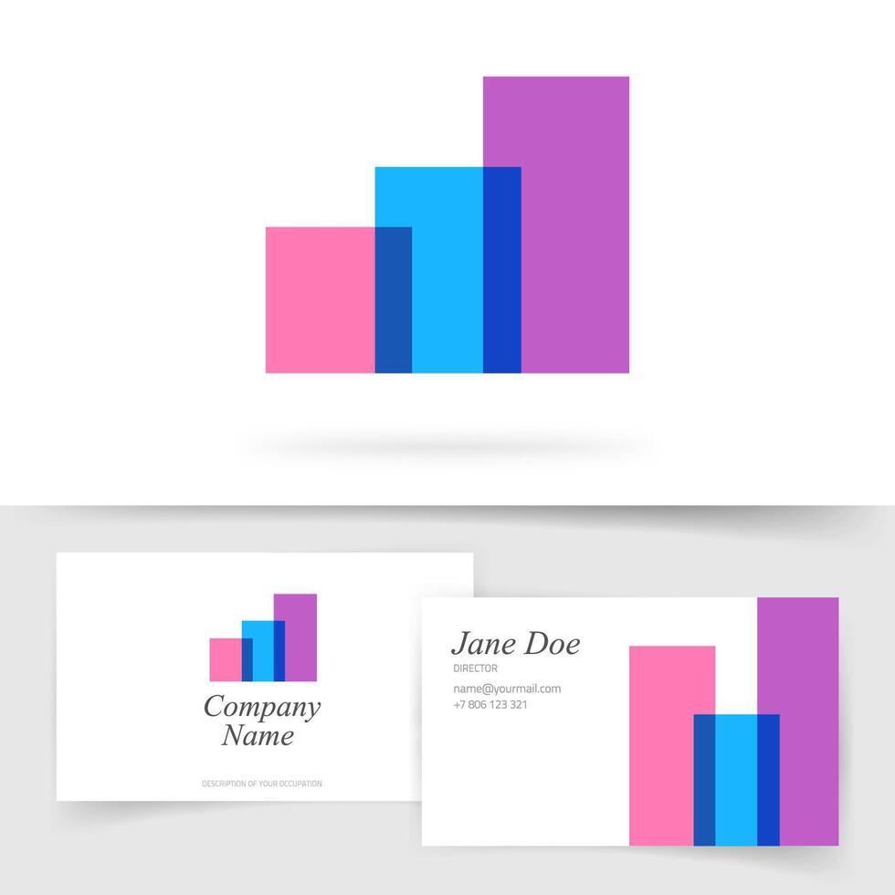 Abstract logo of audit analysis financial sales graph agency on business card template design, increase growth chart element, concept of stock market broker sign, progress stats broker trading vector