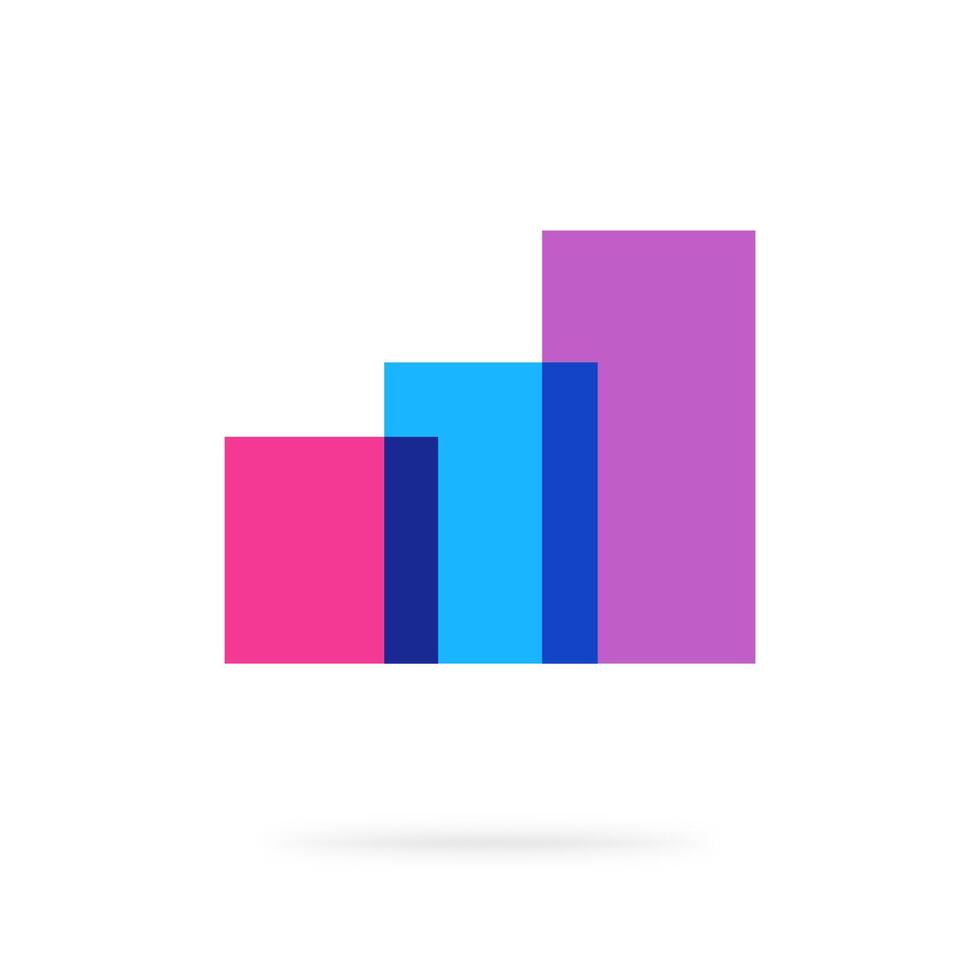 Abstract audit analysis financial sales graph agency logo , increase growth chart elements, three geometric shapes, concept of stock market broker sign, progress stats broker trading icon vector