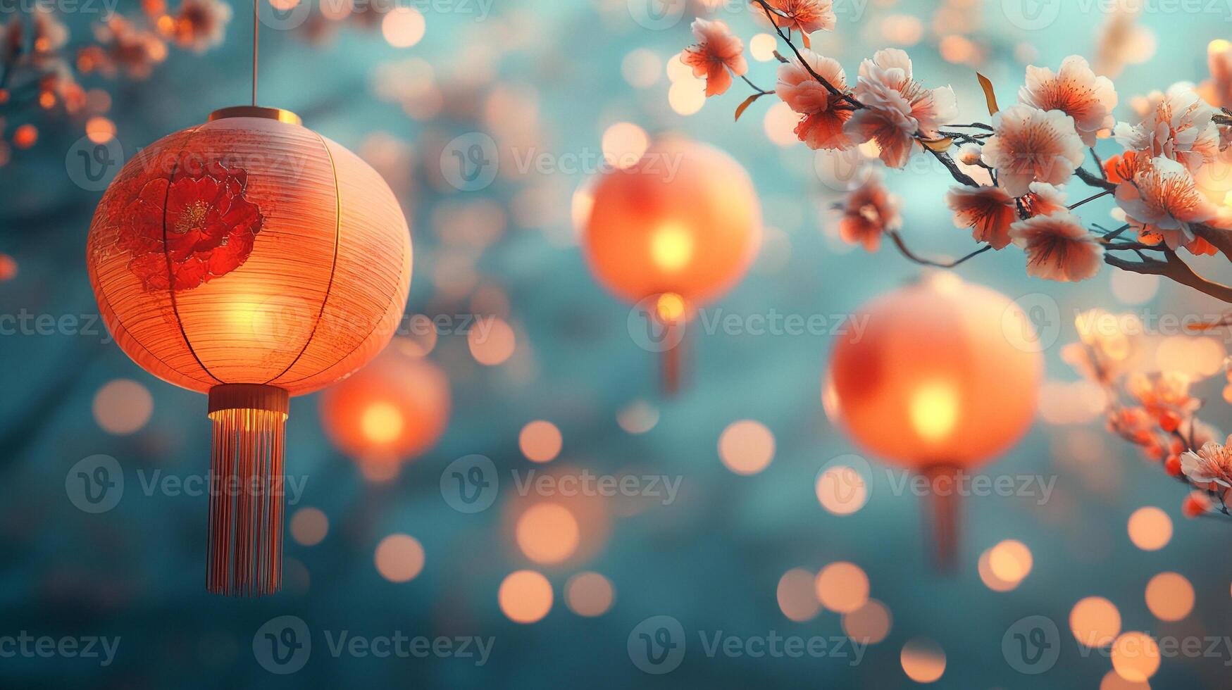 Lanterns and Blossoms photo