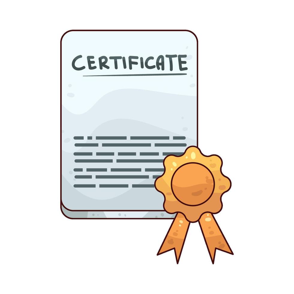illustration of certificate with ribbon vector