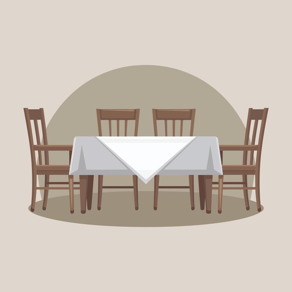 an illustration of a table and chairs vector
