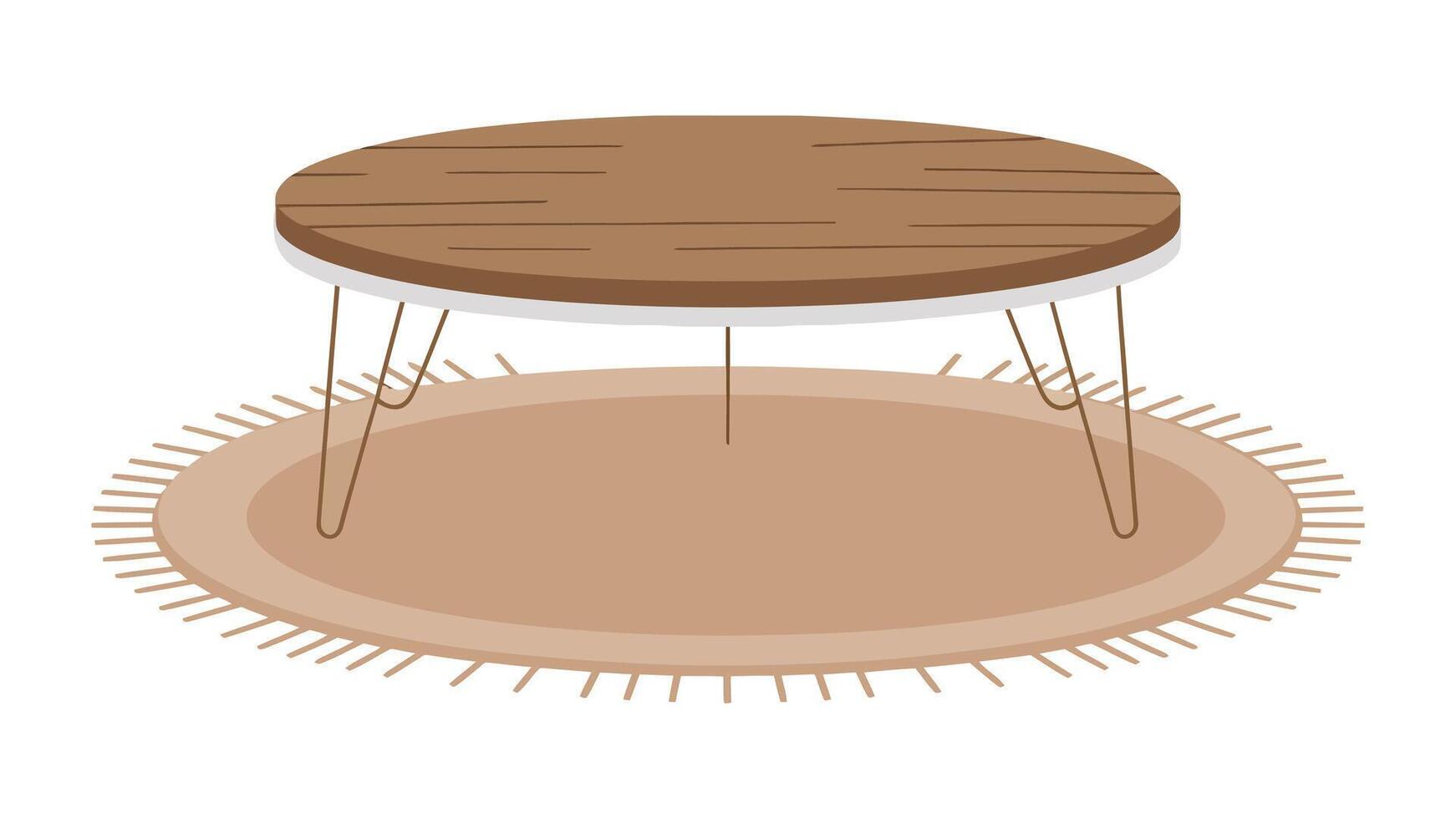 a round table with a wooden top and legs vector