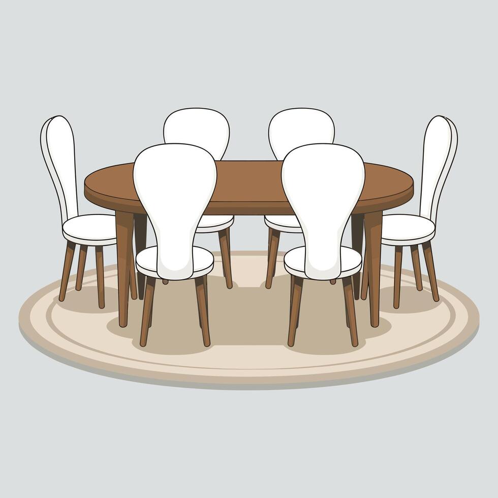 illustration of a dining table and chairs on white background vector