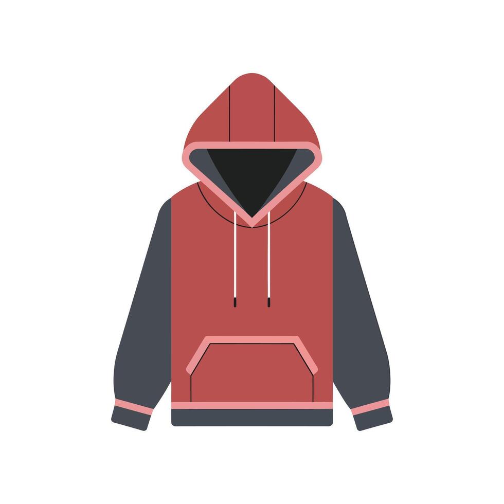 a hoodie with a red and gray color scheme vector