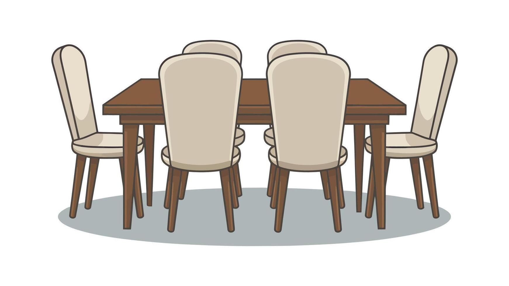 a dining table with four chairs vector