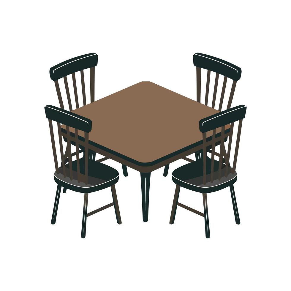 Minimalist Empty Dining Table and Chair Illustration isolated on white background vector
