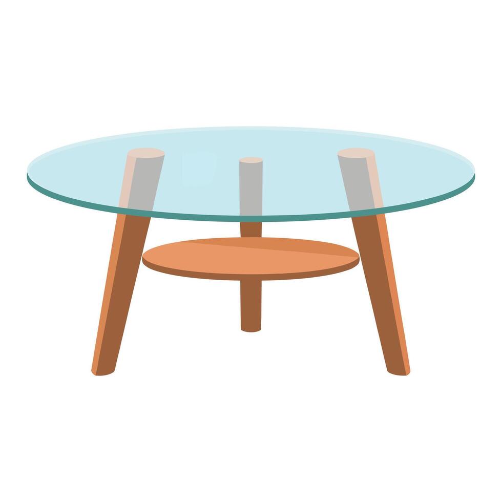 a round table with wooden legs and a glass top vector