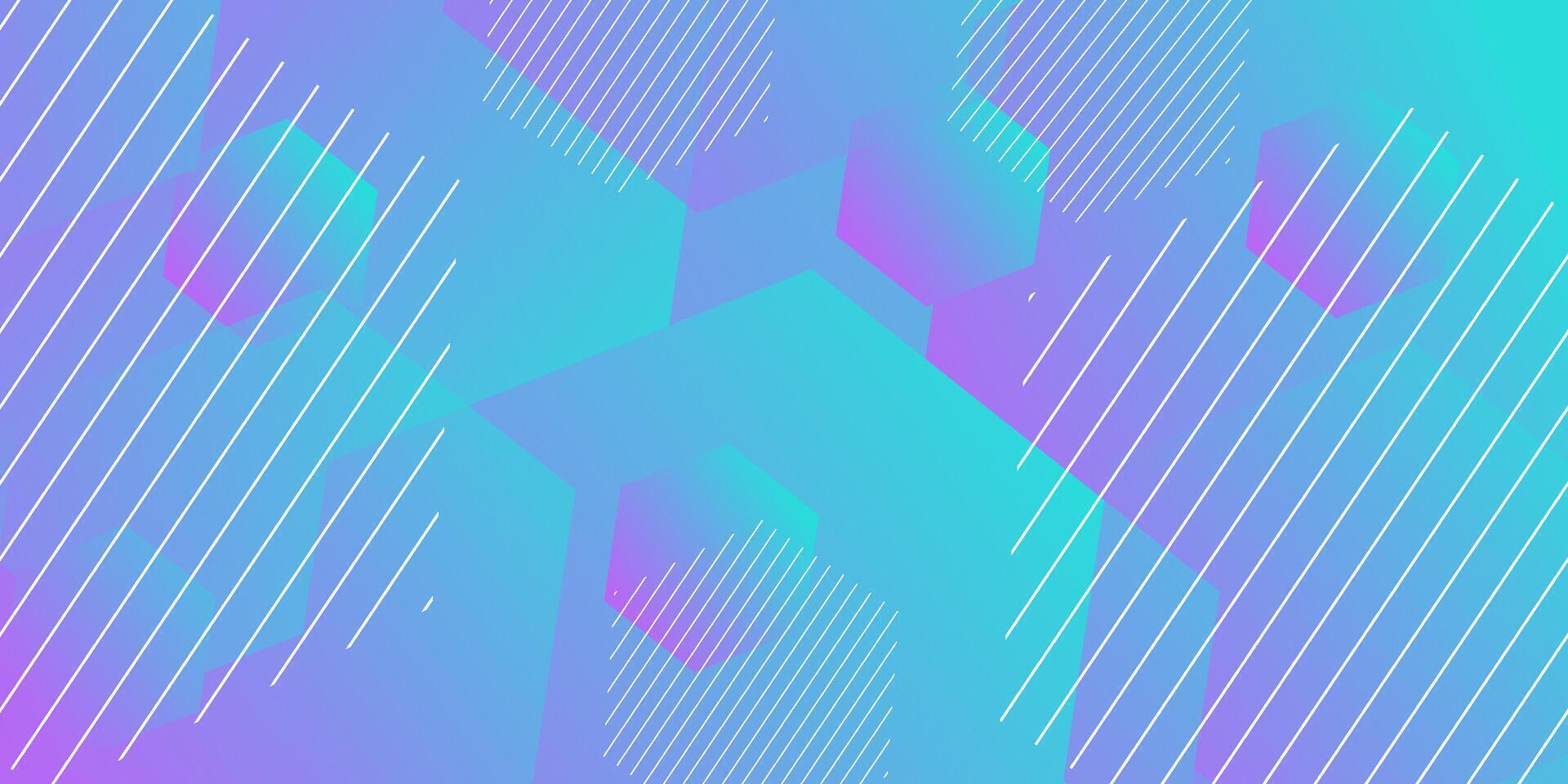 Green and purple dynamic gradient 3D abstract background with shadow and light. Hexagonal pattern overlay shape. Cool design. Eps10 vector