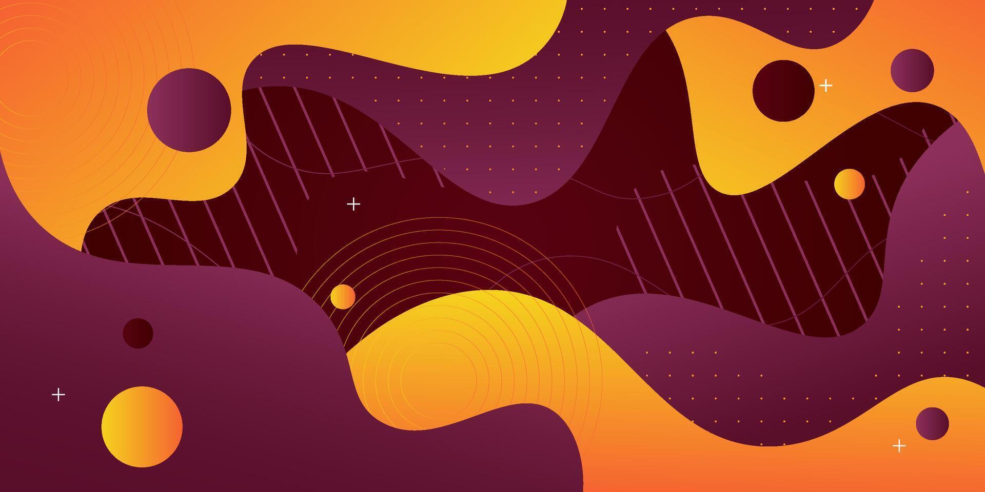 Purple and orange geometric business banner design. Creative banner design with wave and circle shape as template. Simple design on horizontal banner. Eps10 vector