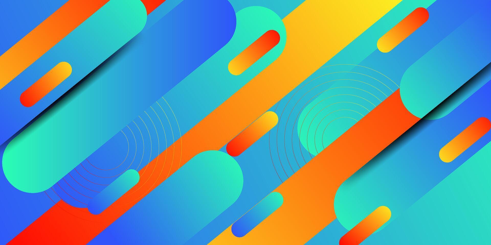 Geometric dynamic background with blue and orange rectangles with rounded edges. Stock illustration for background. Eps10 vector