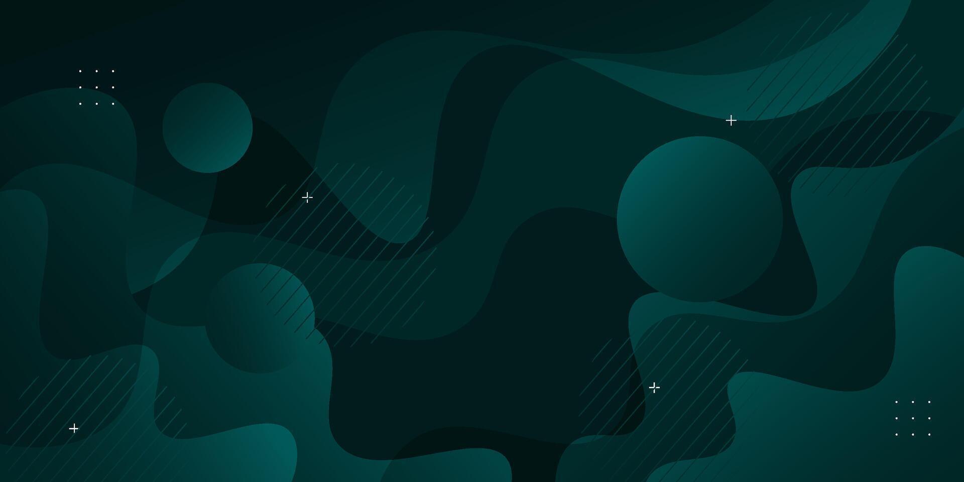 Dark green wave background with simple shapes. Simple green wave design. Modern geometric shape concept. Eps10 vector