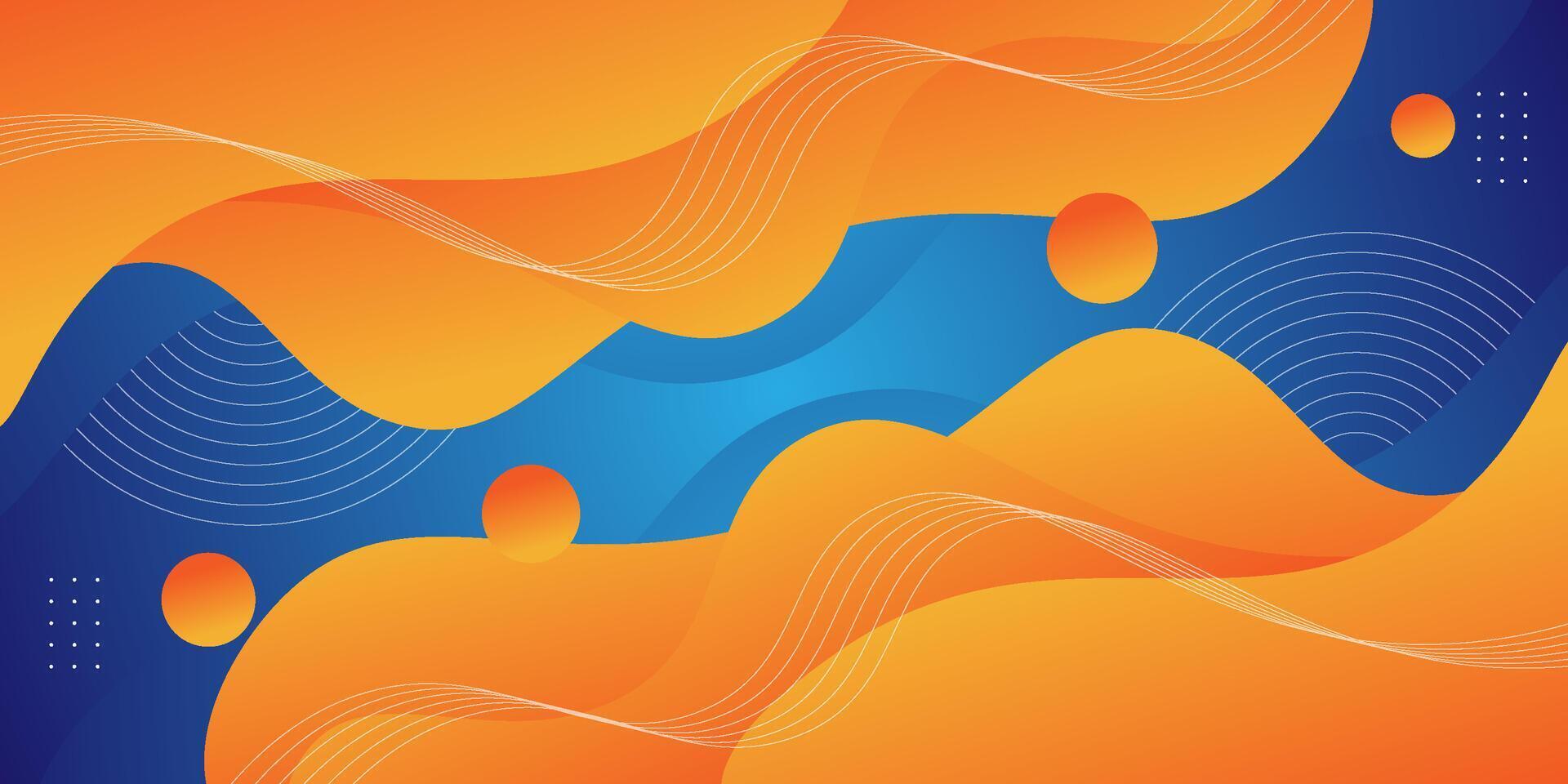 Blue and orange geometric business banner design. Creative banner design with wave and line shapes as template. Simple horizontal banner.Eps10 vector
