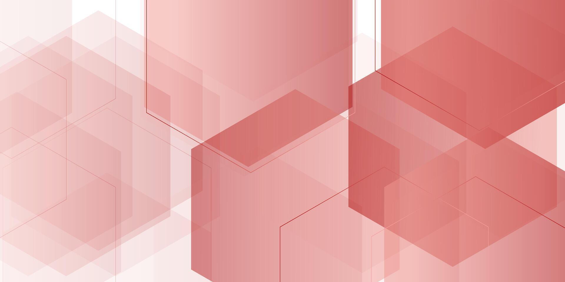 Abstract 3D soft red hexagon background with simple shapes. Dynamic shape pattern design. eps10 vector