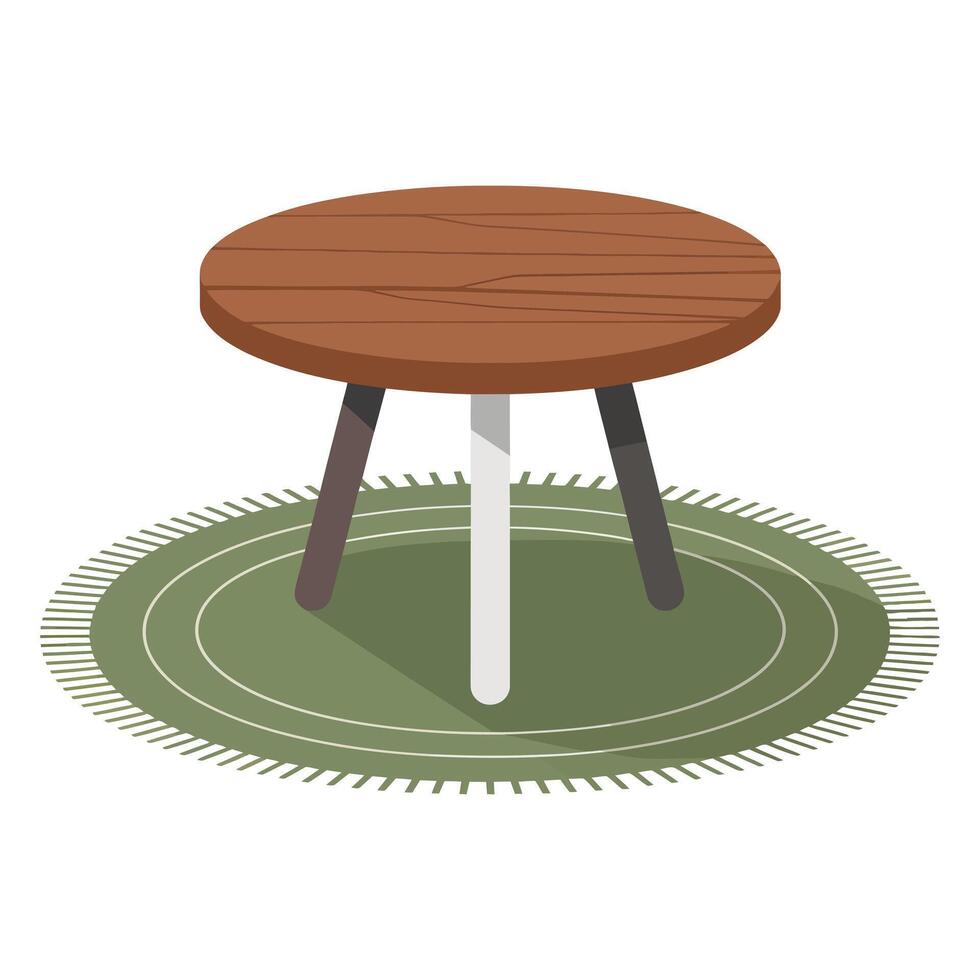 wooden table with legs on a rug vector