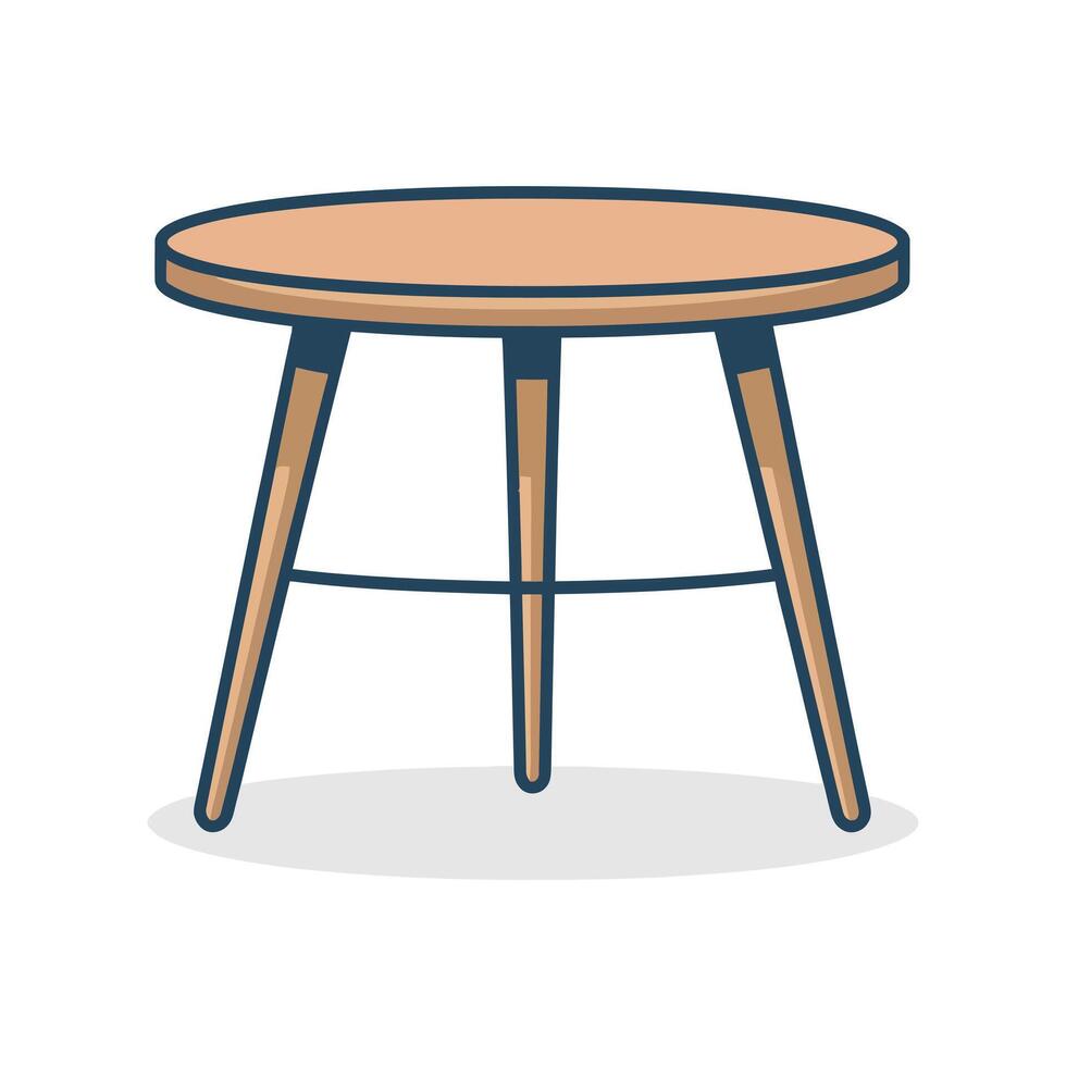 a small table with a wooden base and legs vector