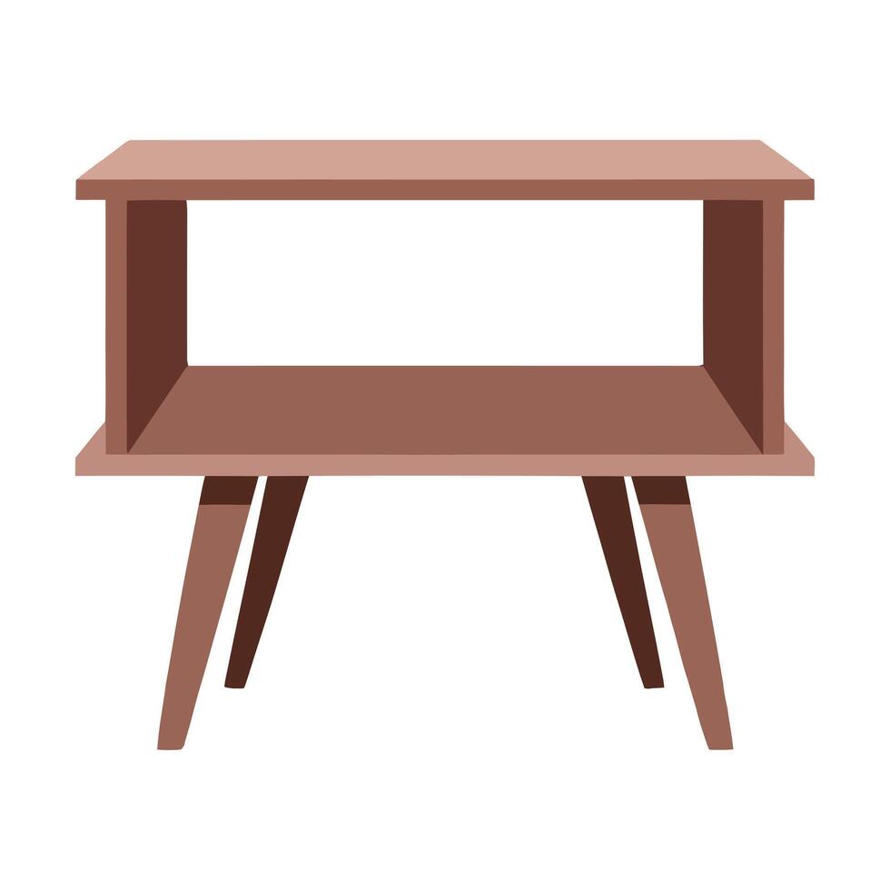 wooden table with shelf illustration vector
