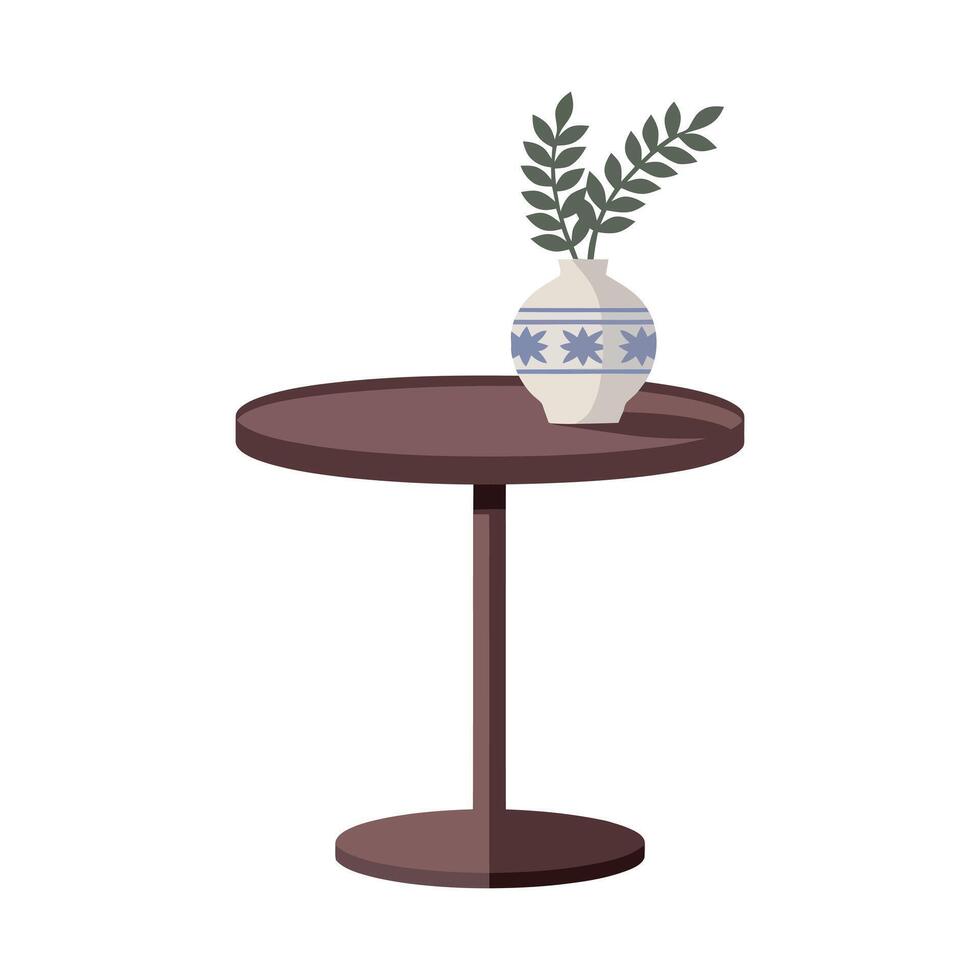 a vase with a plant on a table vector