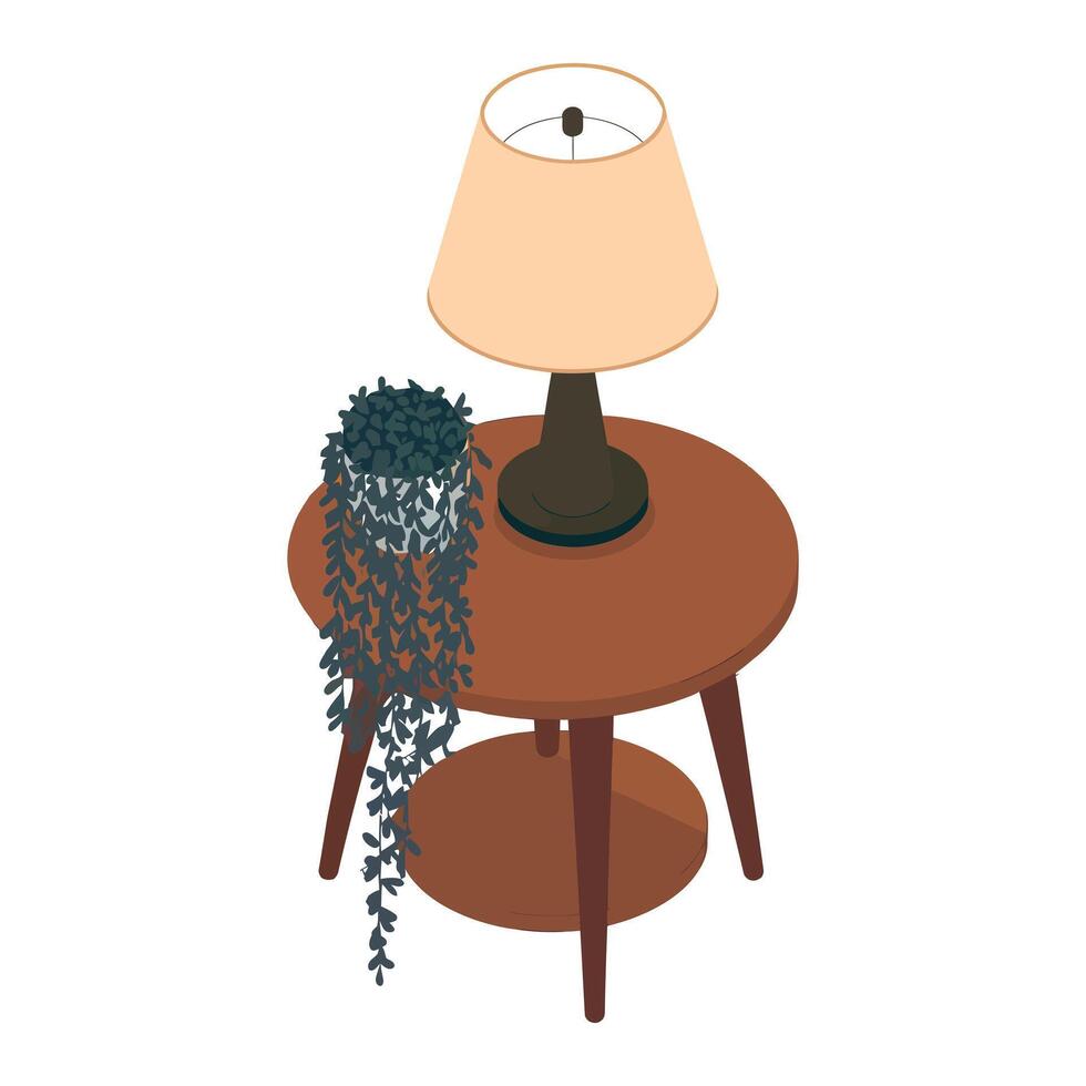 a lamp and plant on a table vector
