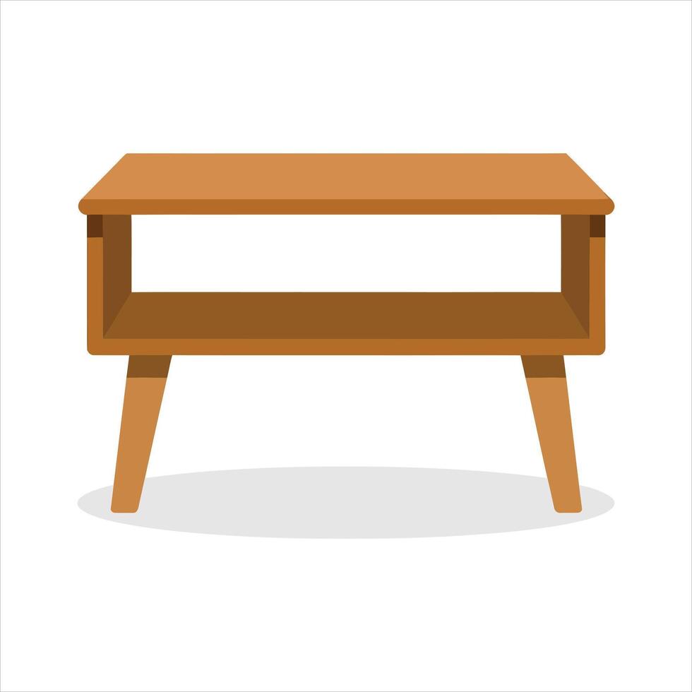 wooden table with shelf on white background vector