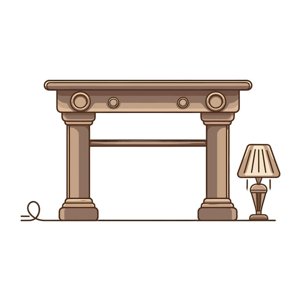 a fireplace with a lamp on top of it vector