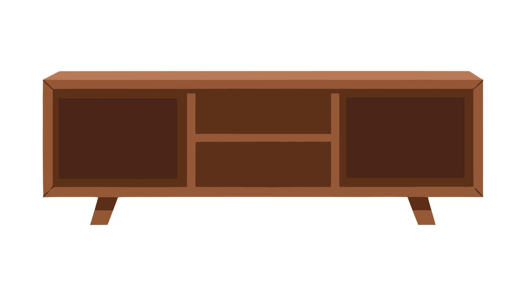 a brown sideboard with two doors on it vector