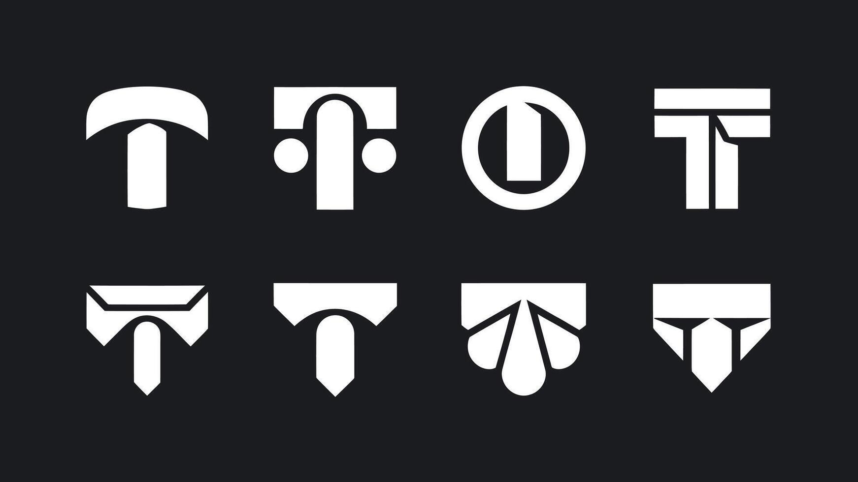 the letters t are shown in different shapes vector
