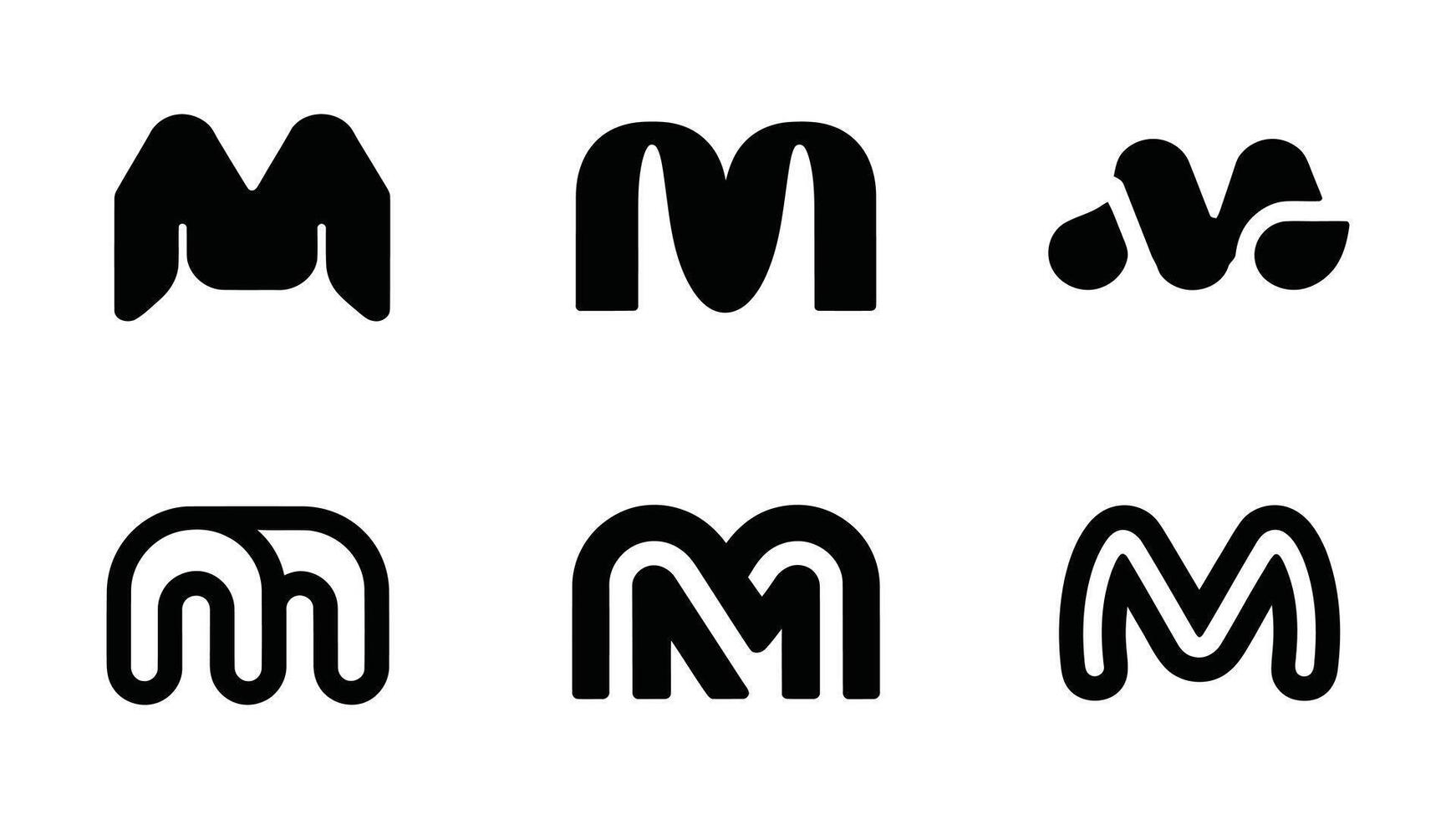 a set of six different letters that are made up of the same shape vector