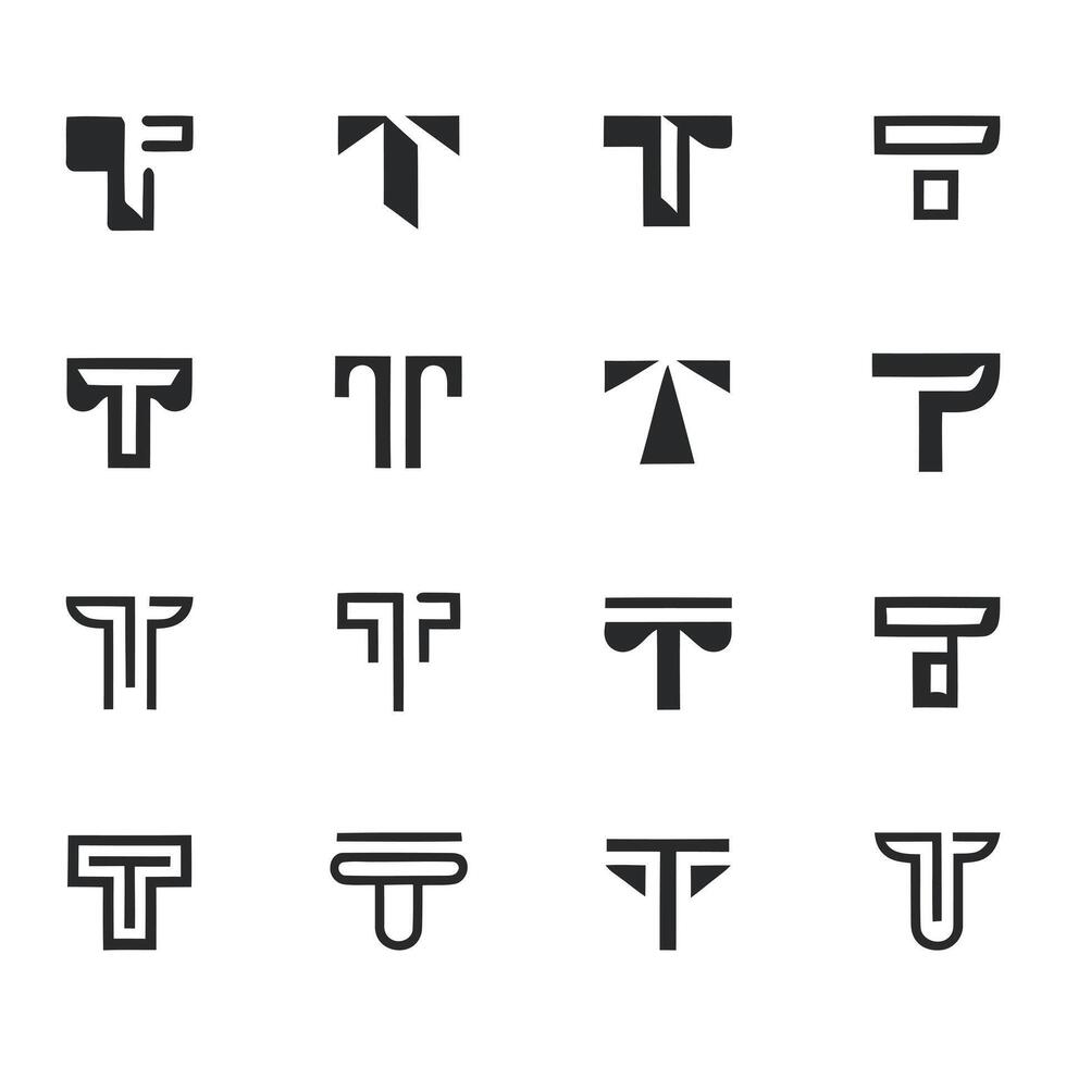 a set of different letter t's on white background vector