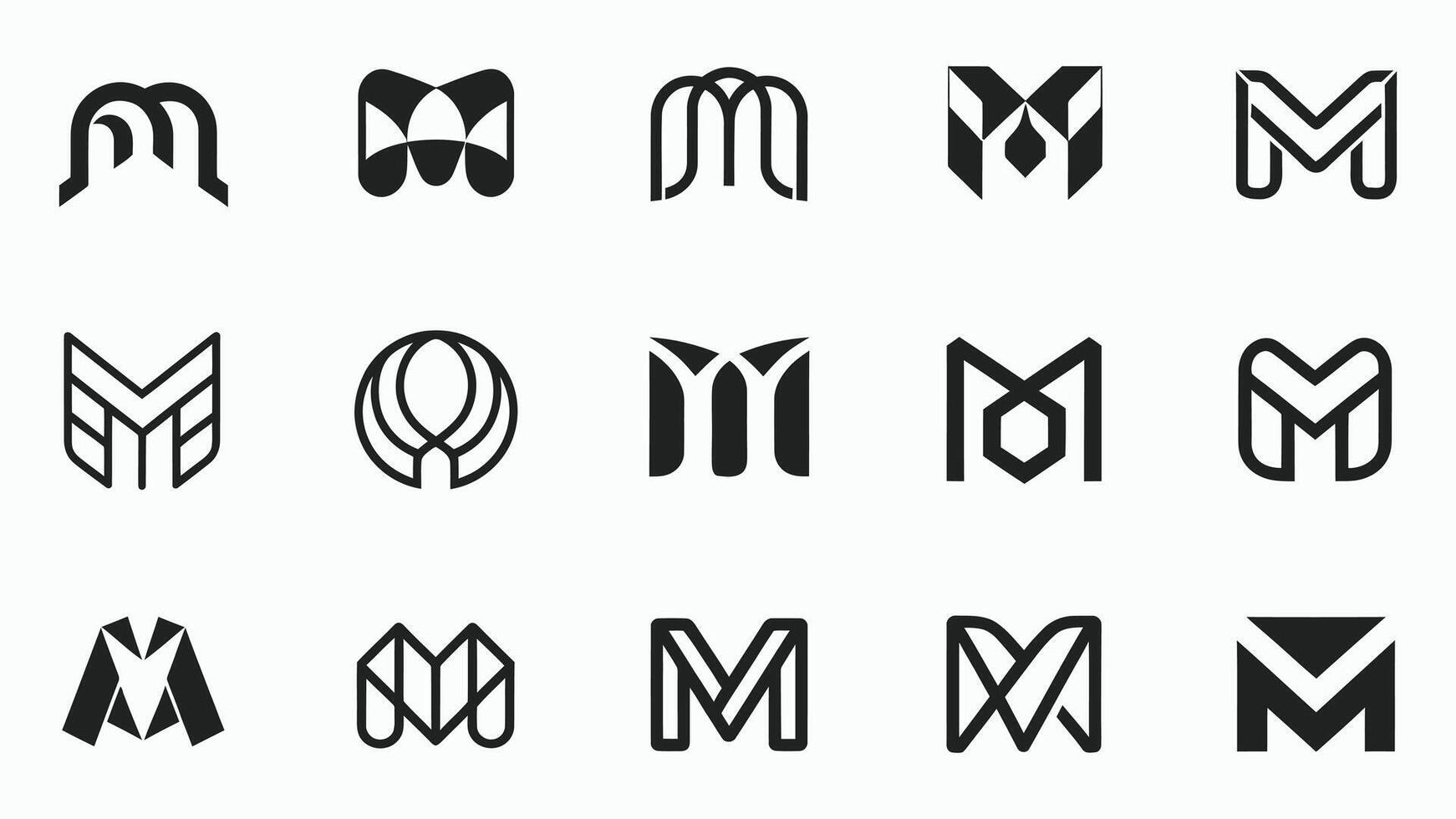 the letter m in various styles vector