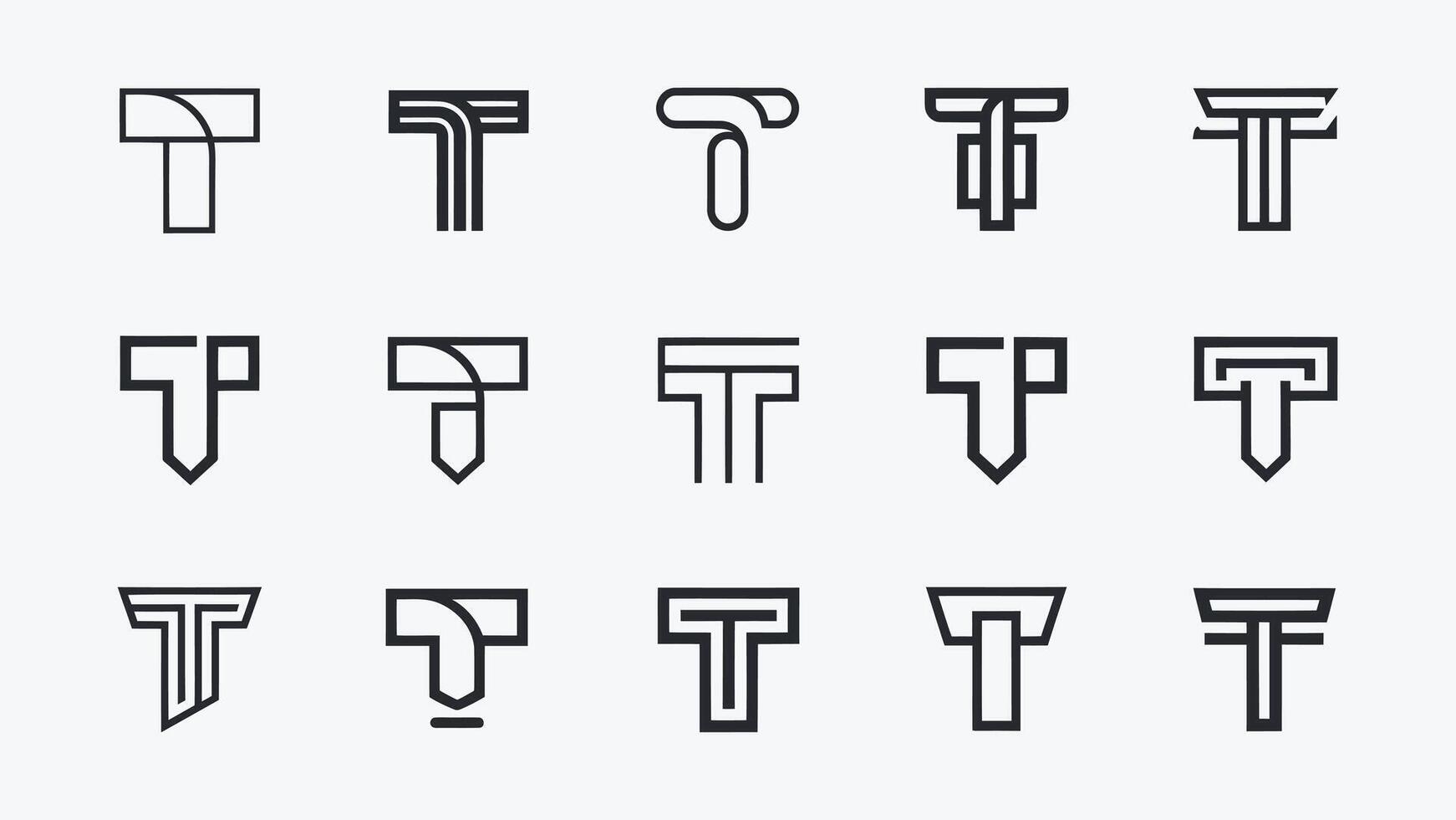 a set of different letter t's vector