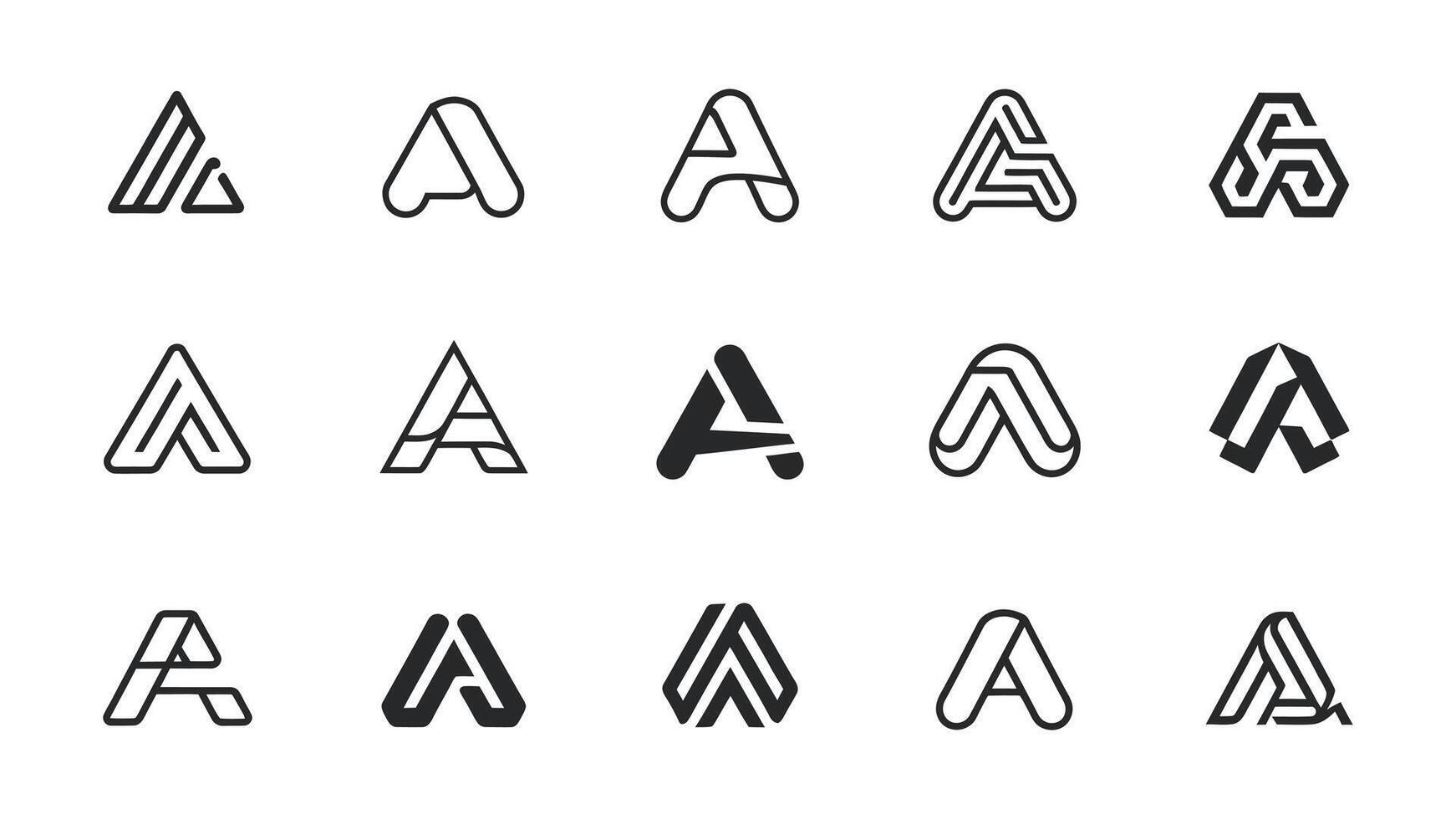 a set of A letters in different shapes vector
