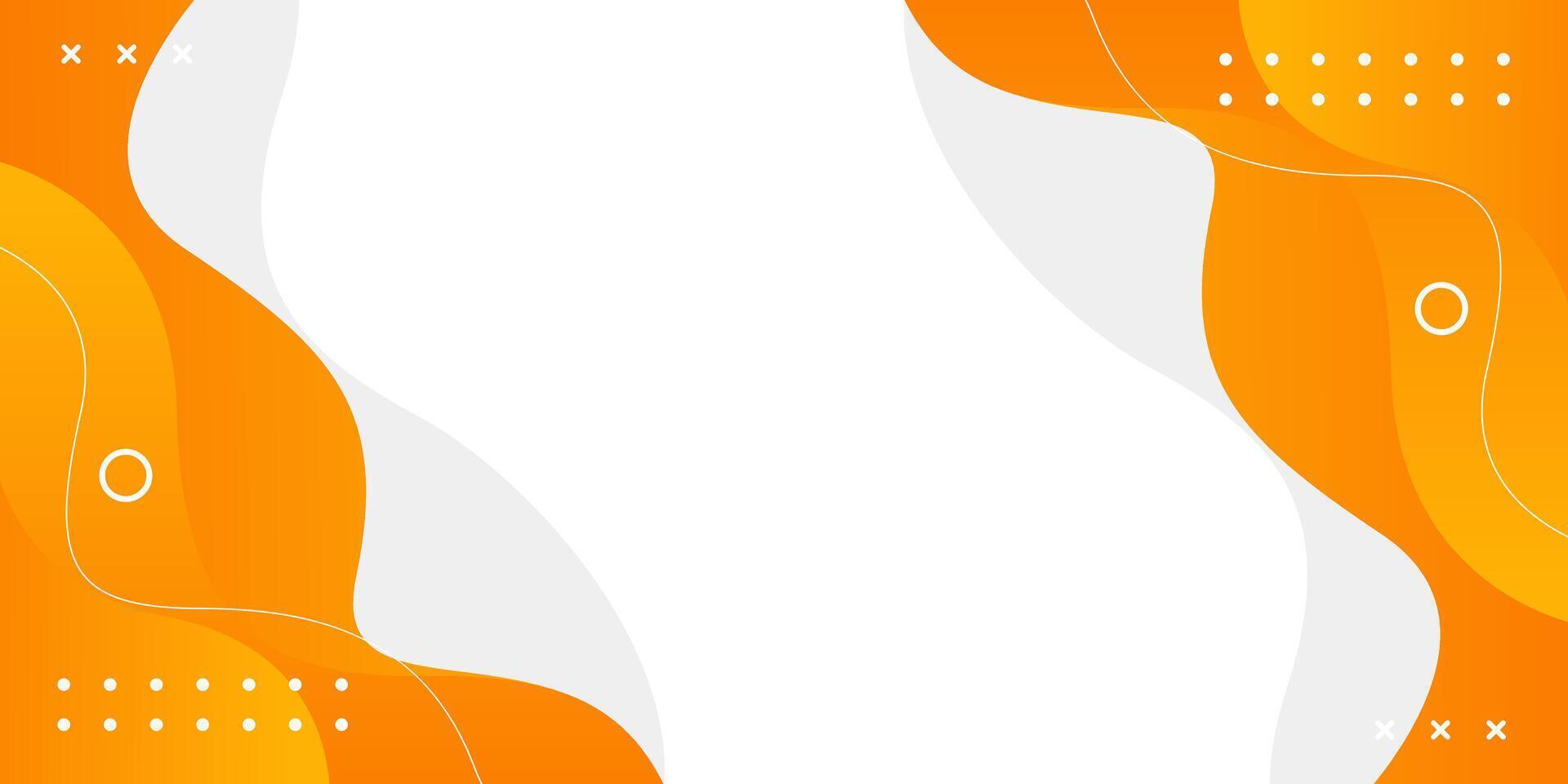 Modern orange gradient fluid wave background with geometric shapes. Modern dynamic wallpaper vector