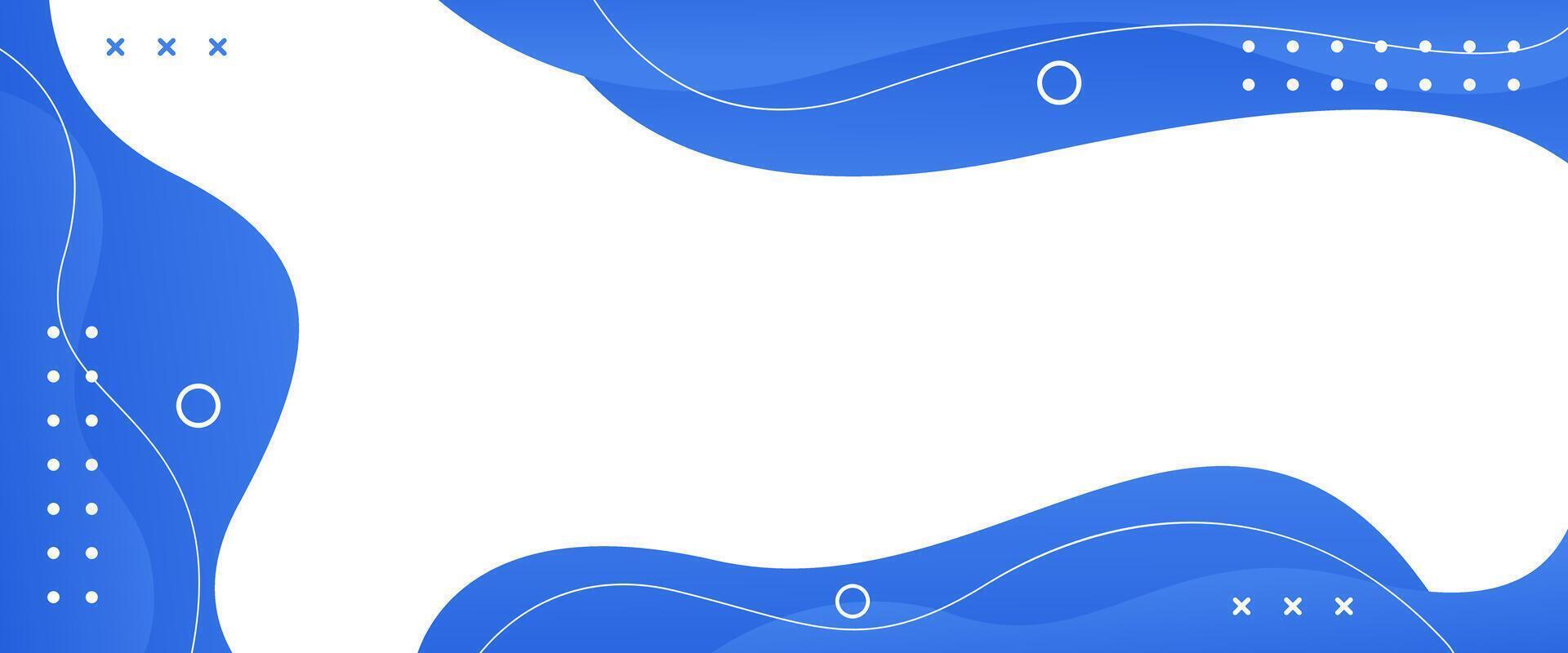 Blue geometric banner background with liquid wave shapes vector
